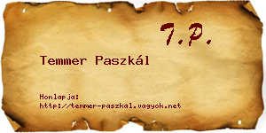 Temmer Paszkál névjegykártya